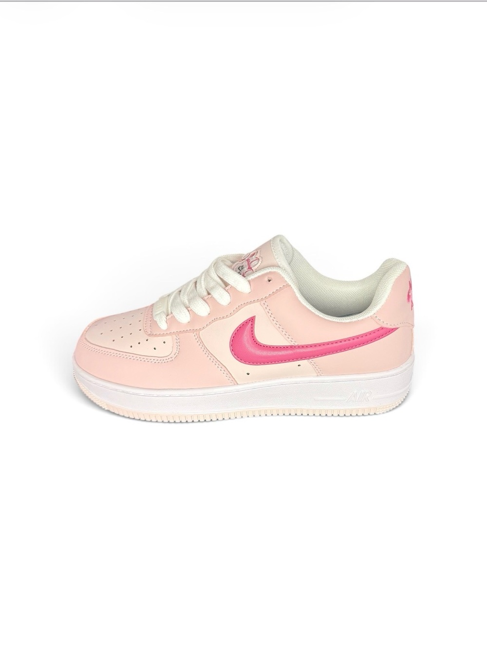 Nike Air Force 1 Low Kids Sneakers Pink White Leather Size 8.5